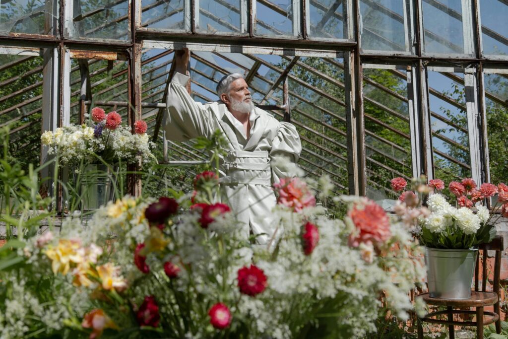 old man with garden